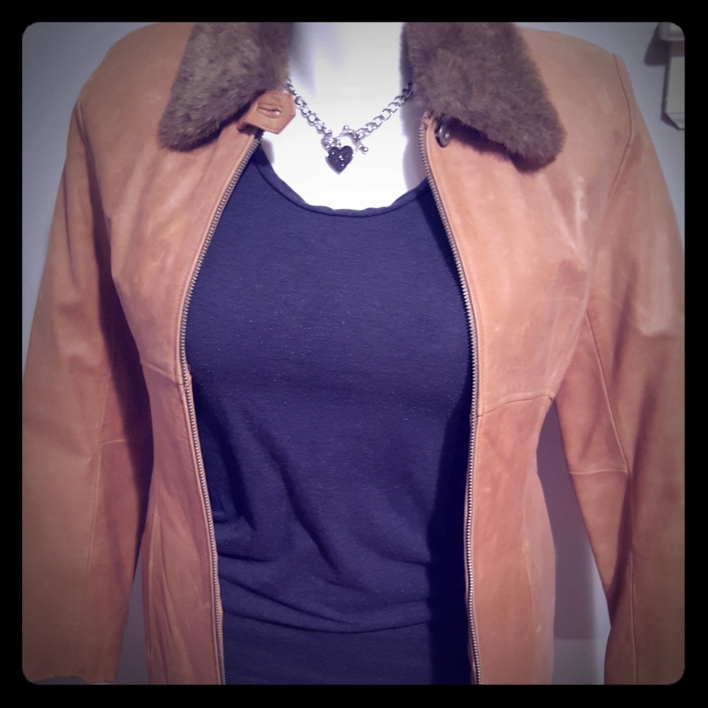 Kenneth Cole ladies distressed leather jacket